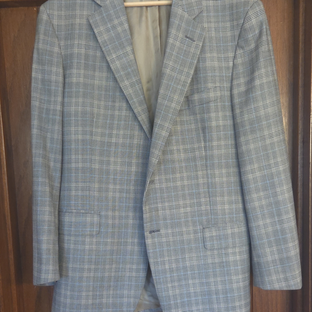 Brooks Brothers Blue and Gray Checkered Blazer